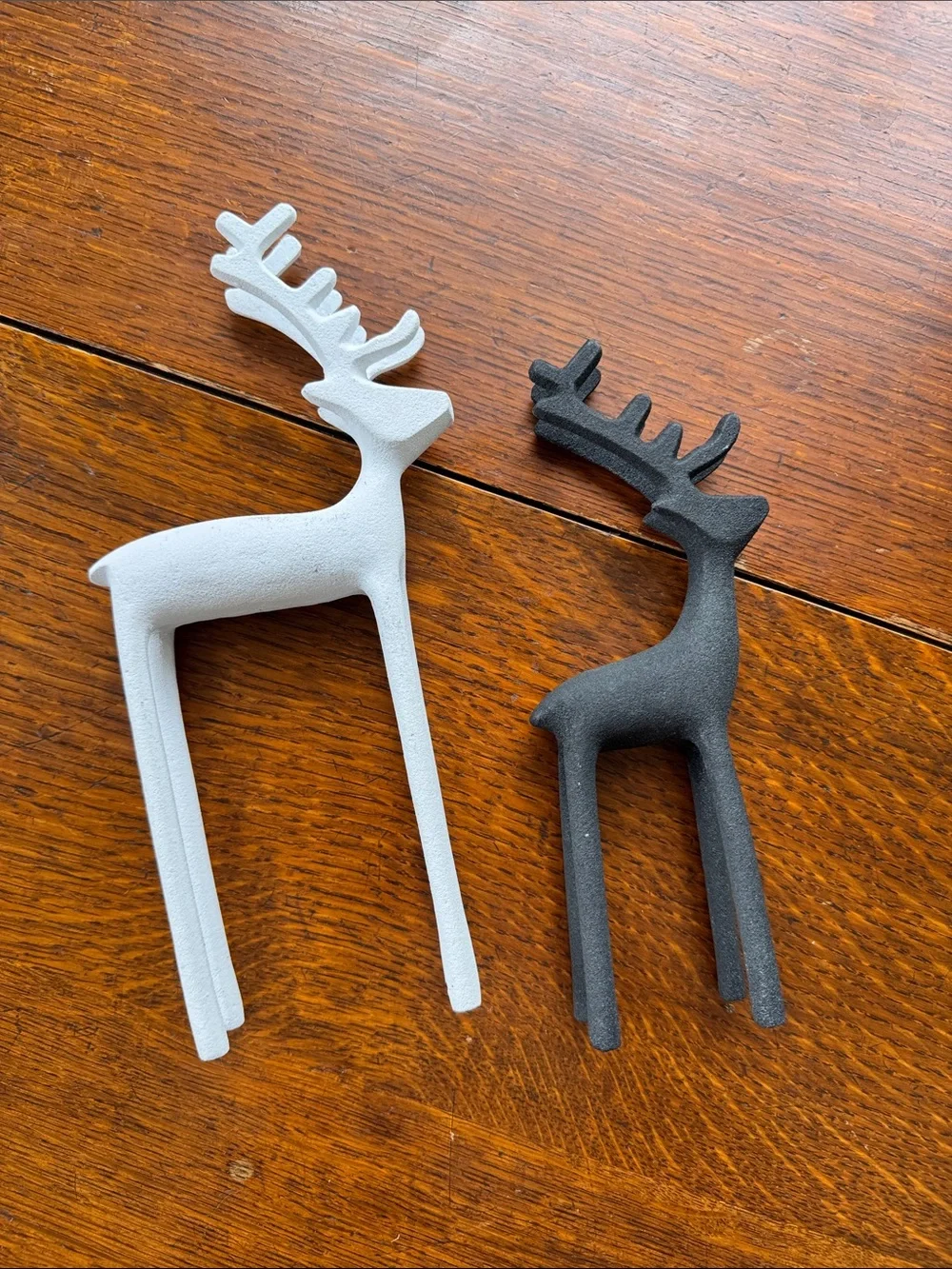 Set of Crate and Barrel White and Black Metal Reindeer